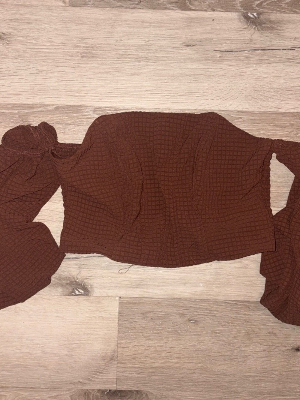 Wild Fable Brown Off-Shoulder Textured Women's Top
